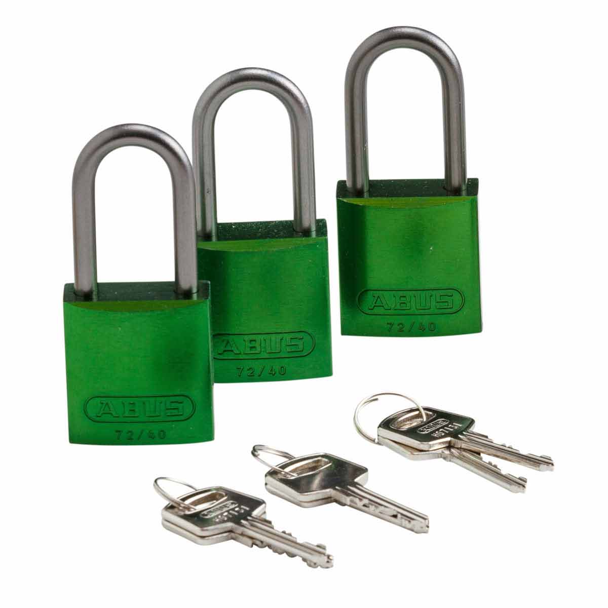 Alum Padlock 1.5" Alum Shackle KA GN 3PK