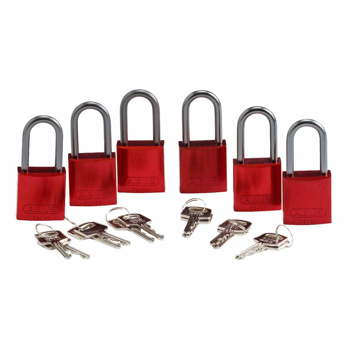 Alum Padlock 1.5" Alum Shackle KA RD 6PK