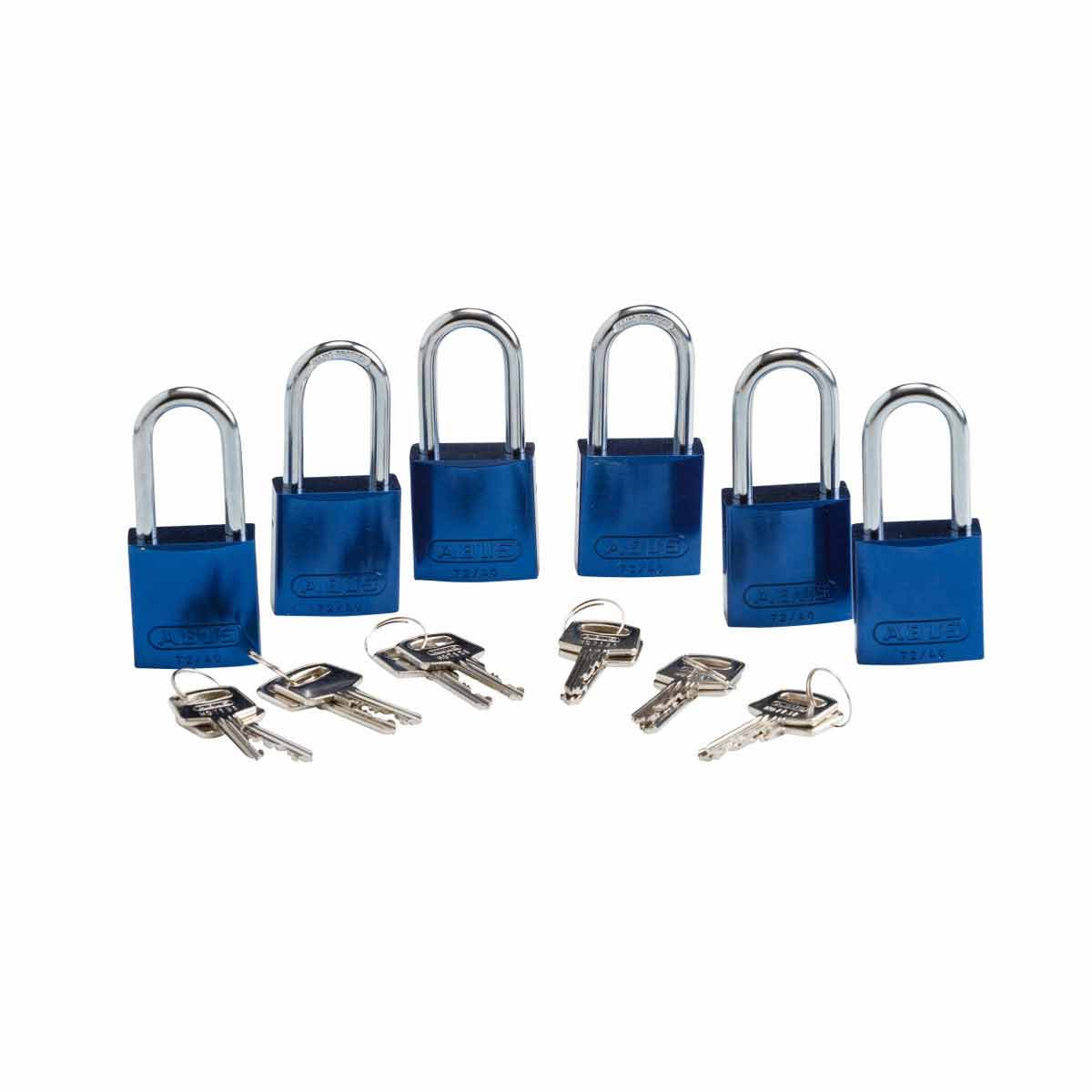 Alum Padlock 1.5" Alum Shackle KA BU 6PK