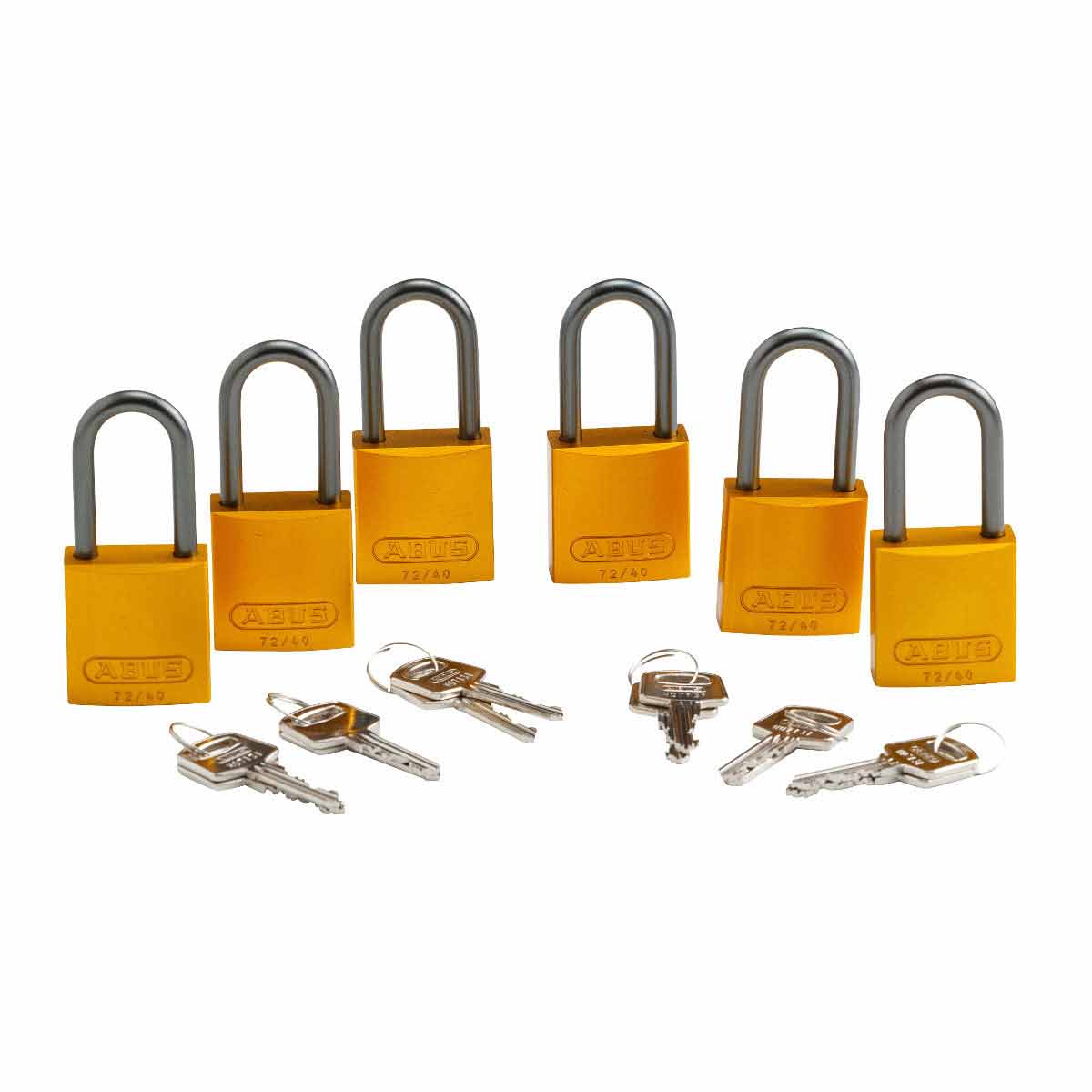 Alum Padlock 1.5" Alum Shackle KA YL 6PK