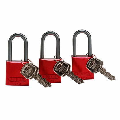 Alum Padlock 1.5" Alum Shackle KA RD 3PK