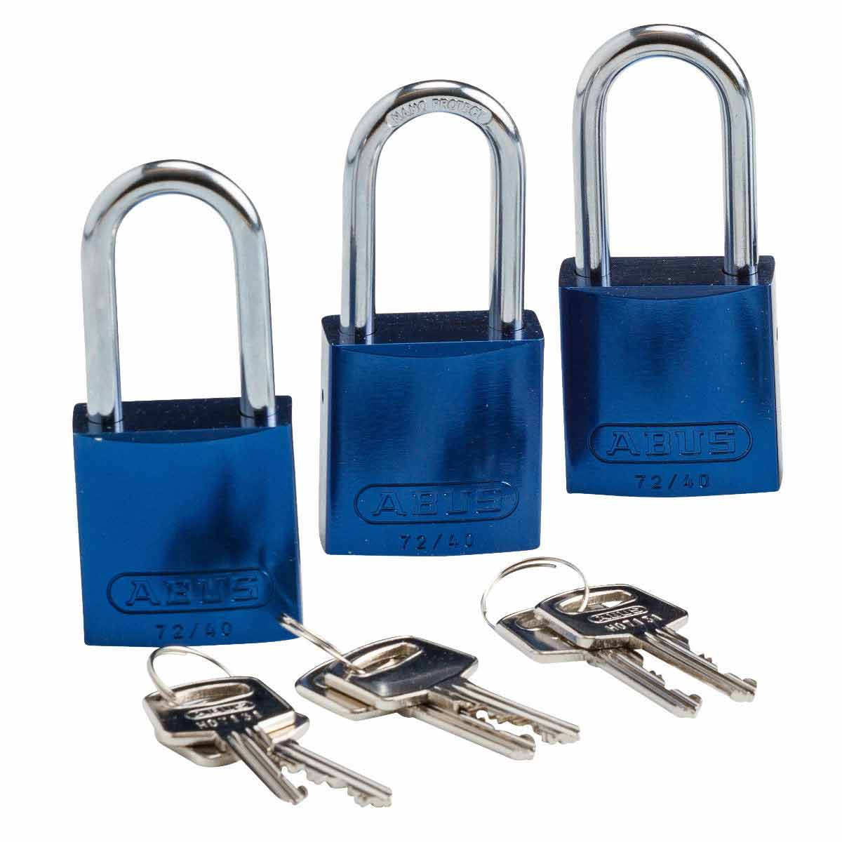 Alum Padlock 1.5" Alum Shackle KA BU 3PK