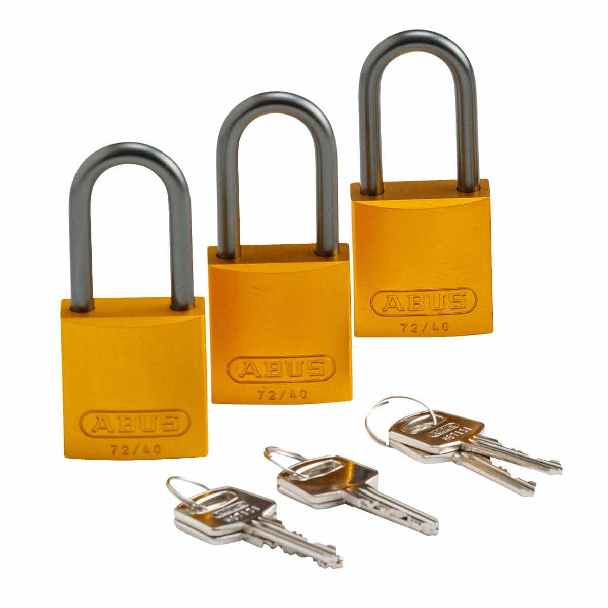 Alum Padlock 1.5" Alum Shackle KA YL 3PK