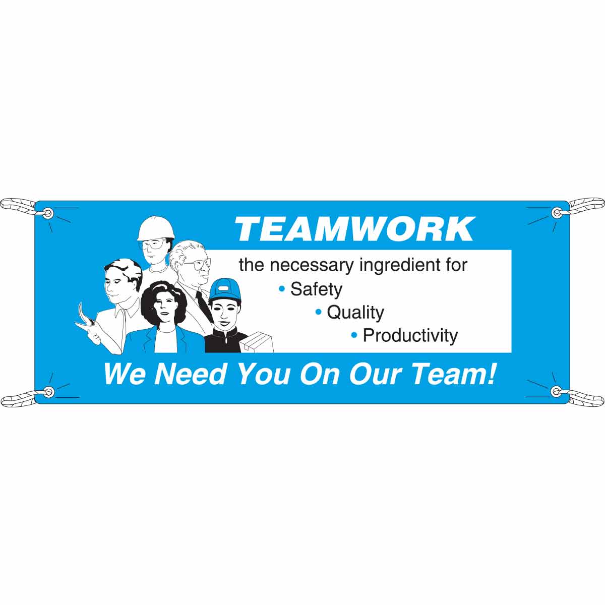 BANNER 4'X10' WH/BK/BL TEAMWORK THE NEC