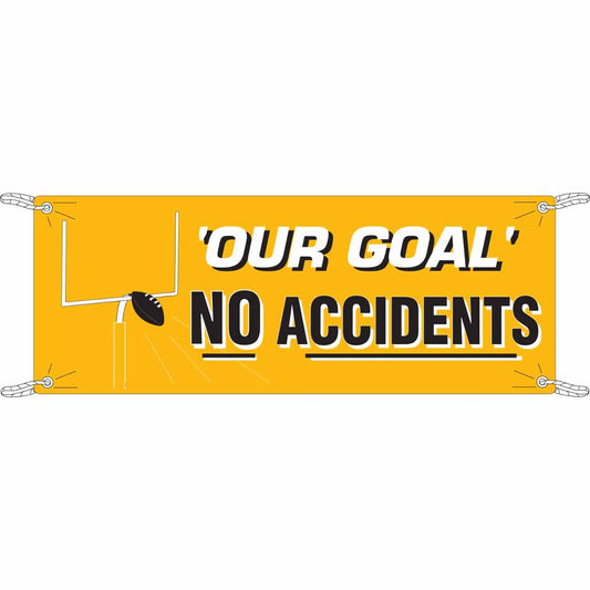 BANNER 4'X10' WH/OR/BK OUR GOAL NO ACCD