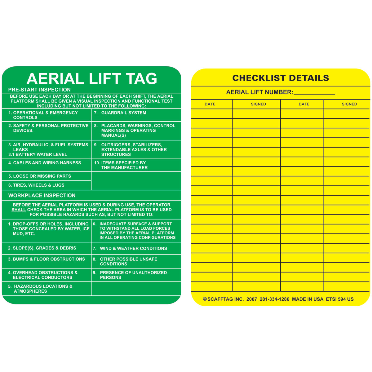 ENTRYTAG INSERTS AERIALIFT TAG