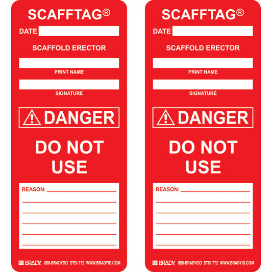 SCAFFTAG INSERTS DANGER 100/PK