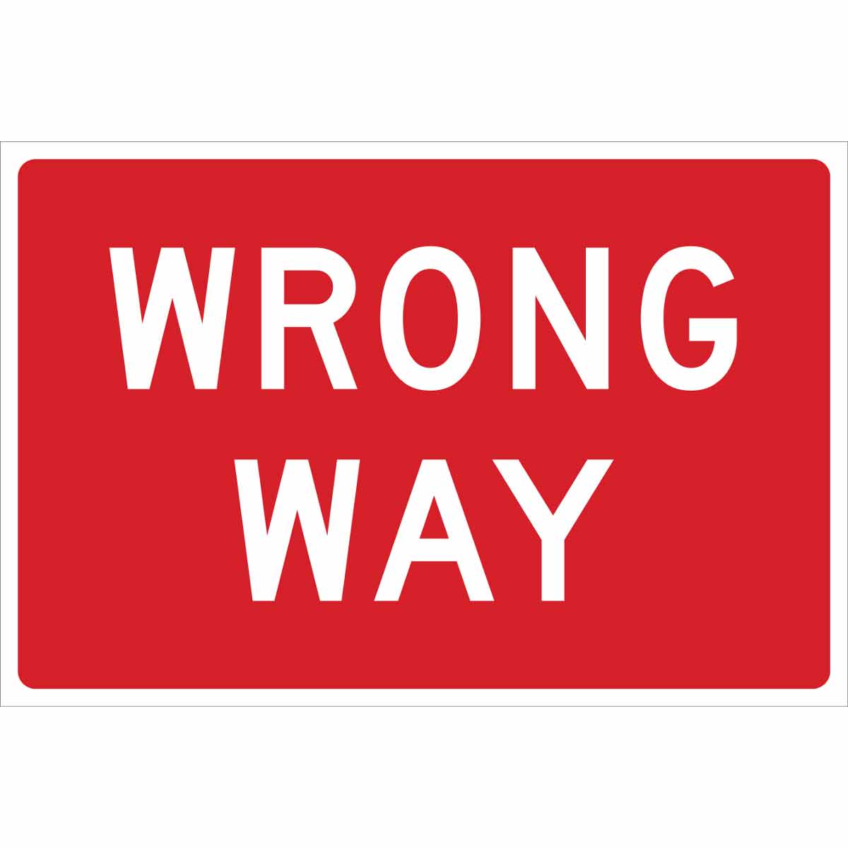 WRONG WAY SIGN,WHITE/RED,36 X 24 HIP