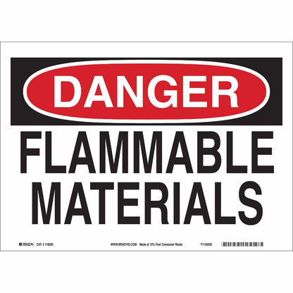 B401 10X14 RED/BLK/WHT DANGER FLAMMABLE