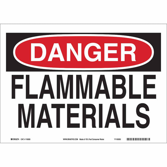 B120,7X10,RED,BLK/WT,FLAMMABLE MATERIALS