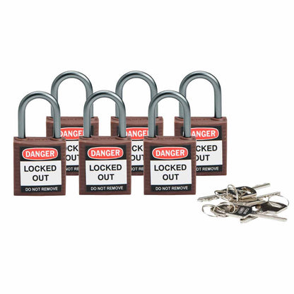 Nylon Padlock 1" Alum Shackle KD BN 6PK