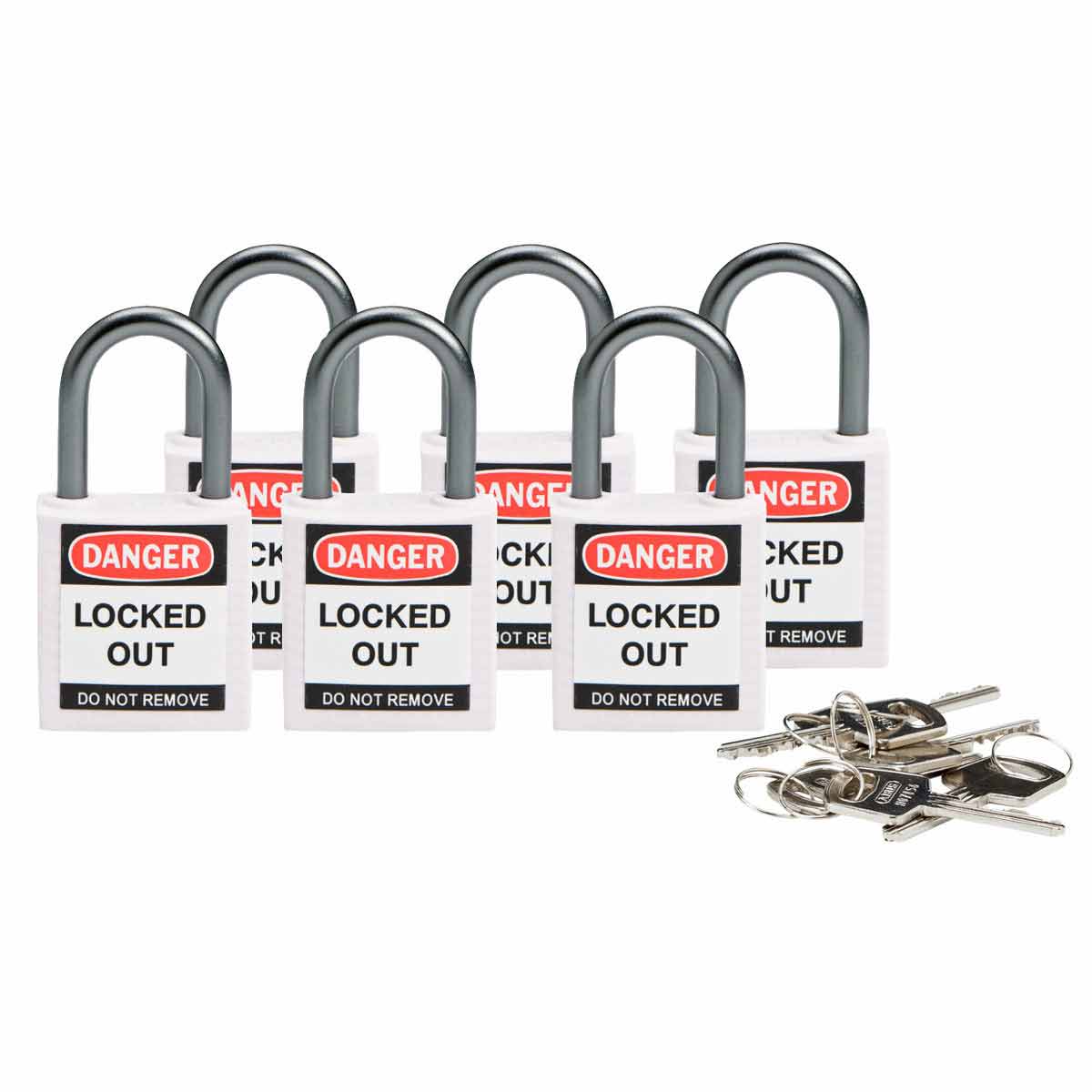 Nylon Padlock 1" Alum Shkl KD White 6PK