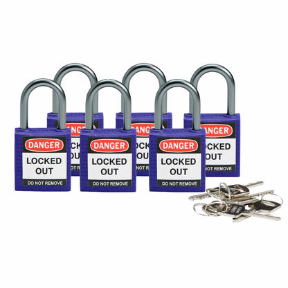 Nylon Padlock 1" Alum Shackle KD PL 6PK