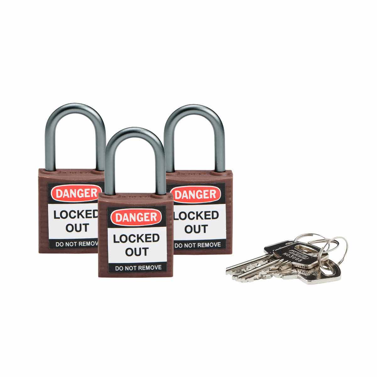 Nylon Padlock 1" Alum Shackle KA BN 3PK