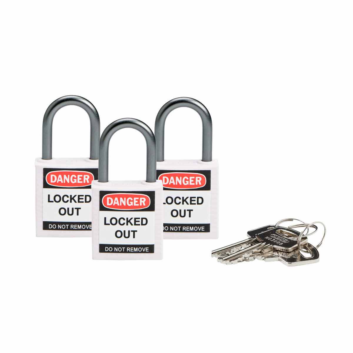 Nylon Padlock 1" Alum Shkl KA White 3PK