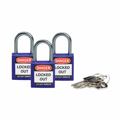 Nylon Padlock 1" Alum Shackle KA PL 3PK