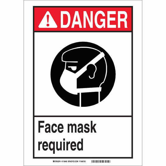 B946 5X7 BLK,RED/WHT FACE MASK SIGN