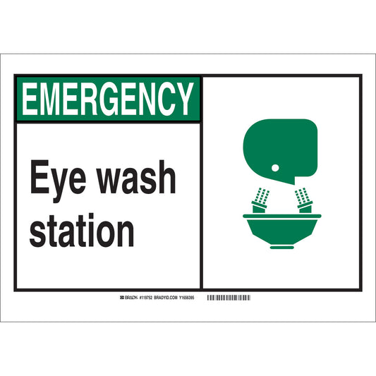 B555 10X14 BLK,GRN/WHT EM EYE WASH SIGN