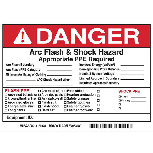 B7569 5X7 BLK/RED/WHT 5/PK ARC FLASH LB