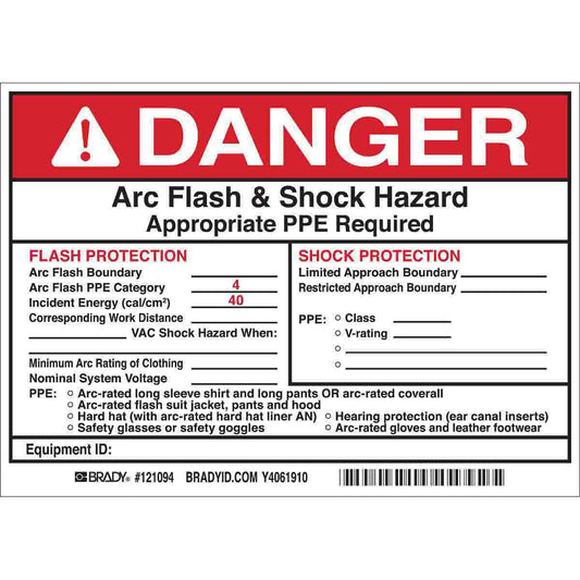 B7569 5X7 BLK/RED/WHT 5/PK ARC FLASH LBL