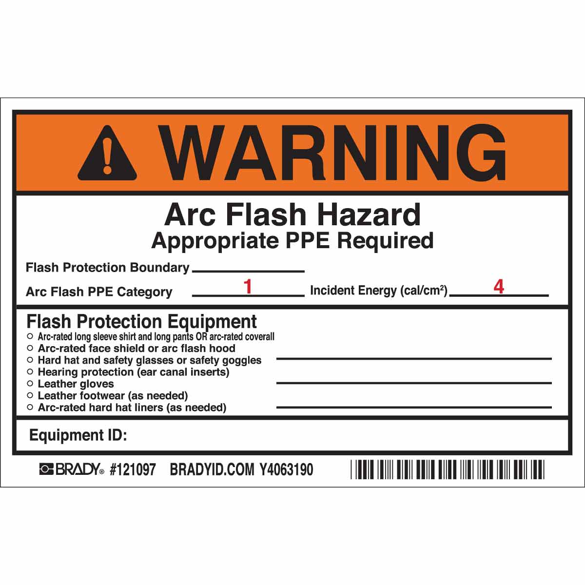 B7569 4X6 BK/OR/RD/WHT 5/PK ARC FLASH LB