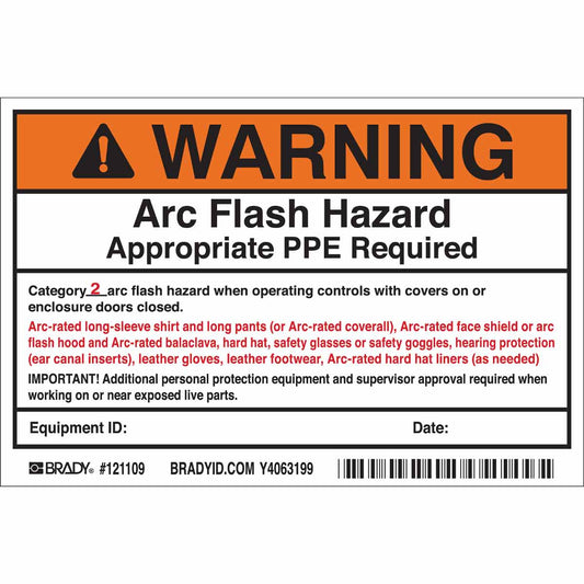 B7569 4X6 BLK/ORG/WHT 5/PK ARC FLASH LBL