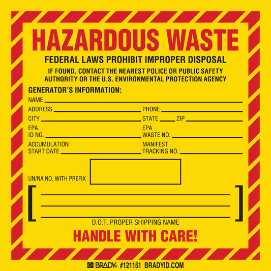 HAZARDOUS WASTE Vinyl Labels