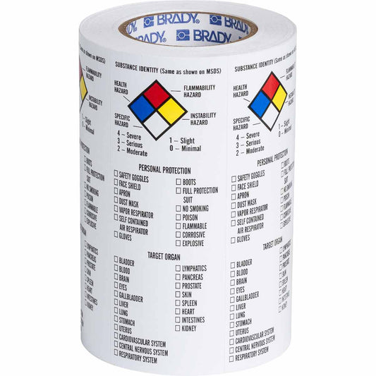 Vinyl Lbls 8x3 BK/BL/RD/YL on WT 500/RL