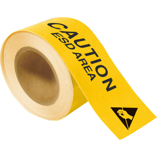 B514 CAUTION ESD AREA 3X100 ROLL YELLOW