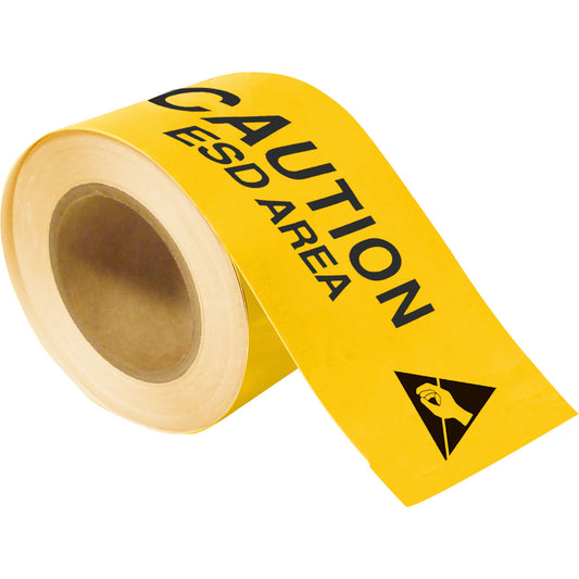 B514 CAUTION ESD AREA 4X100 ROLL YELLOW