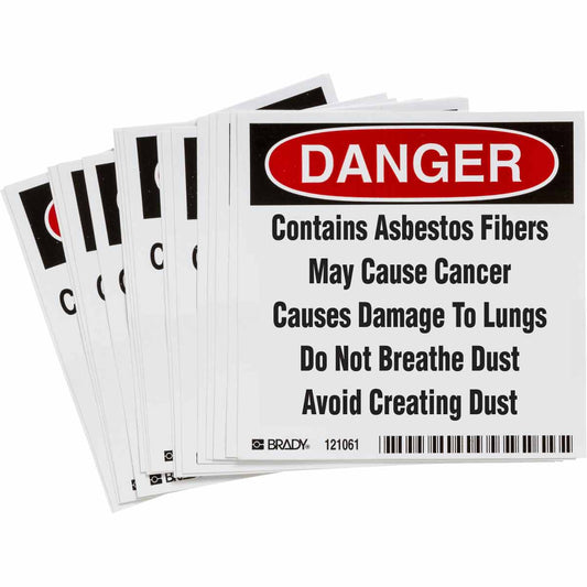 B7569,6X6", ASBESTOS LABEL, 100/PKG