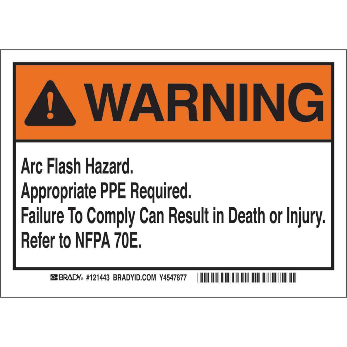 B7569, 5X7", BLK&ORG/WHT,WARNING,5/PKG