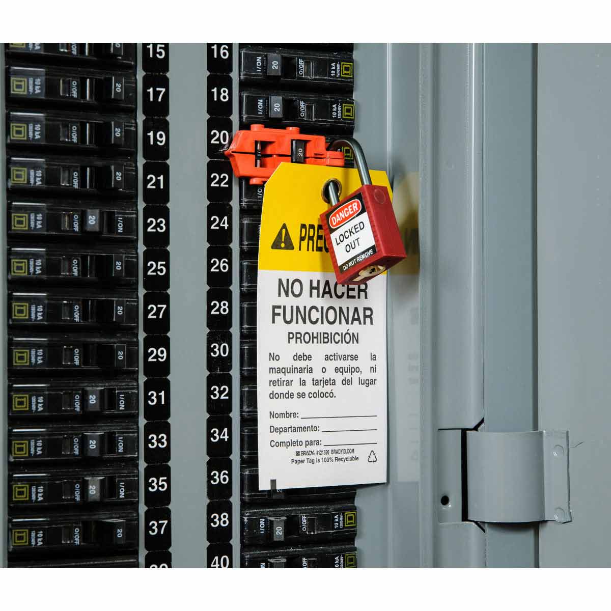 TAG B837,5.75X3,25PK,LOCKOUT,SPANISH