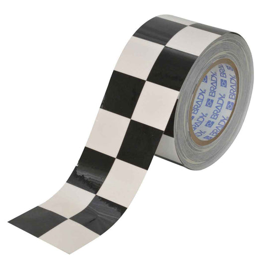 3" X 100' B514 BK/WHITE CHECKERED TAPE