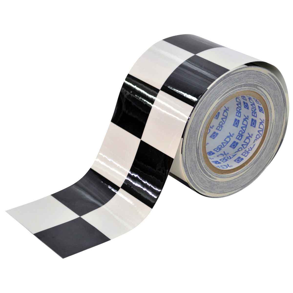 4" X 100' B514 BK/WHITE CHECKERED TAPE