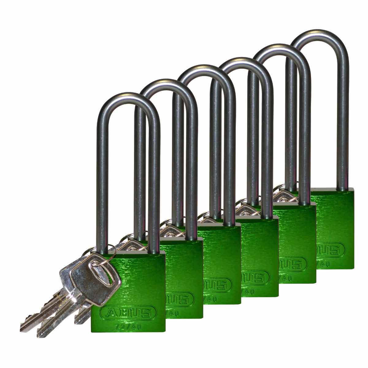 Alum Padlock 3" Alum Shackle KD GN 6PK