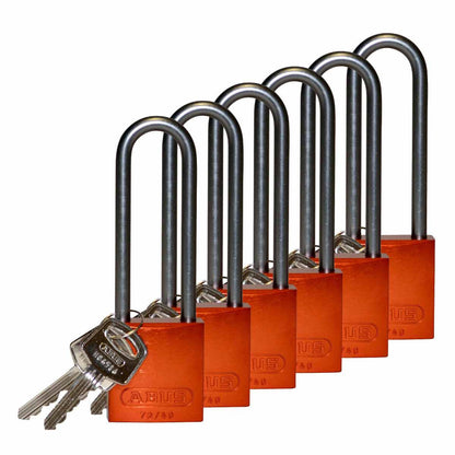 Alum Padlock 3" Alum Shackle KD OR 6PK