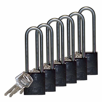 Alum Padlock 3" Alum Shackle KD BK 6PK