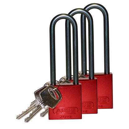 Alum Padlock 3" Alum Shackle KA RD 3PK