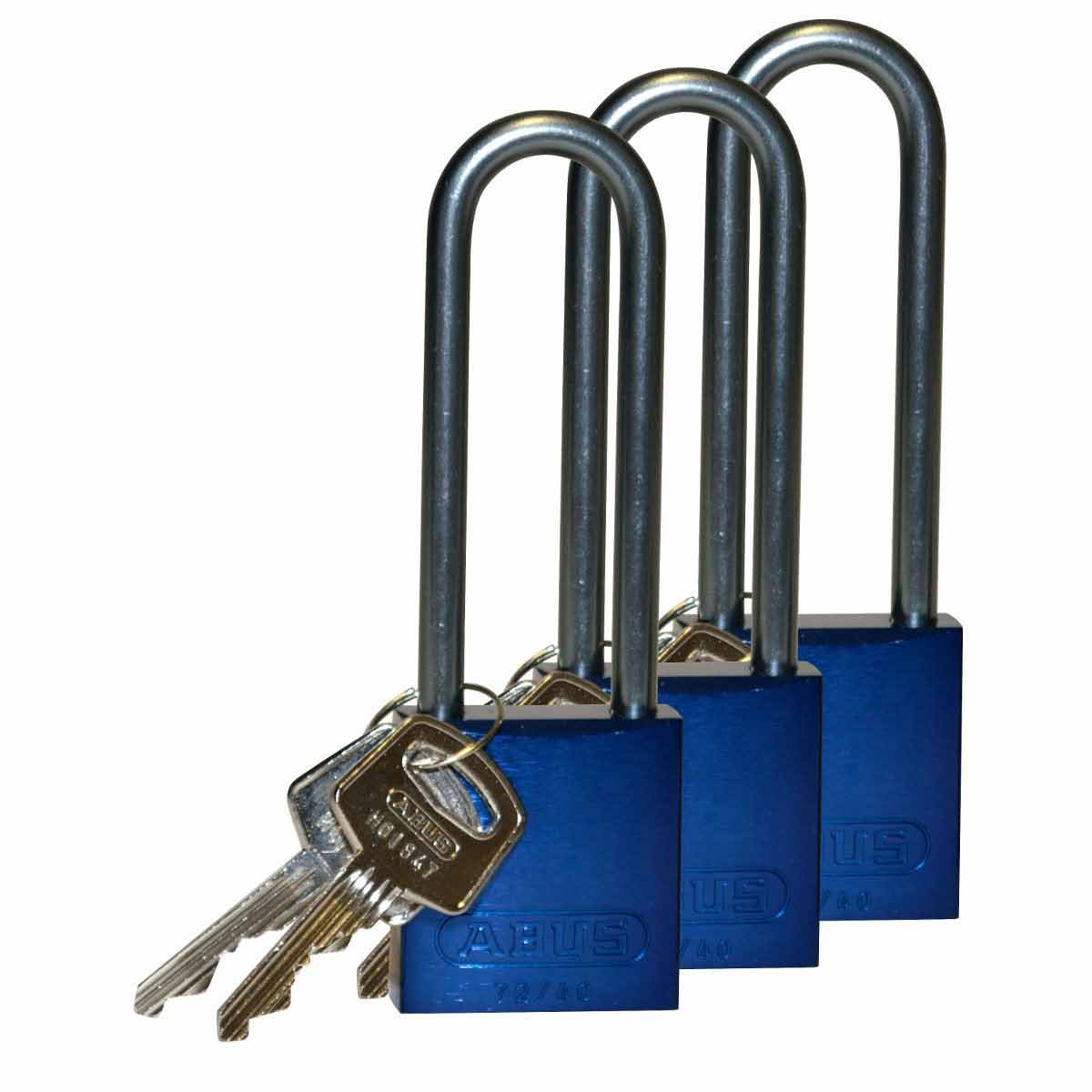 Alum Padlock 3" Alum Shackle KA BU 3PK