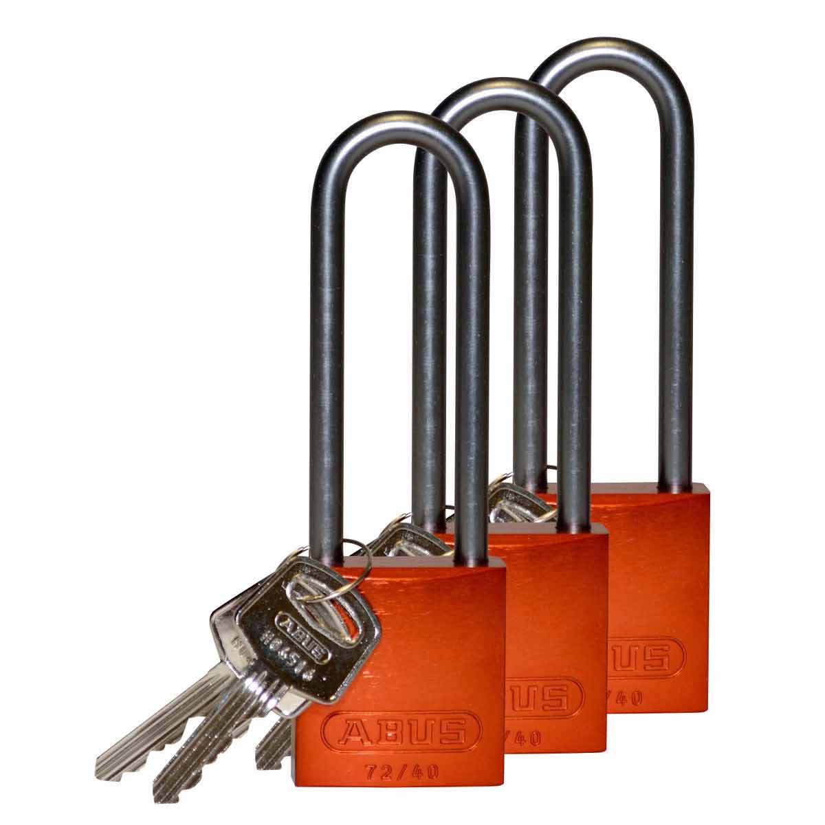 Alum Padlock 3" Alum Shackle KA OR 3PK