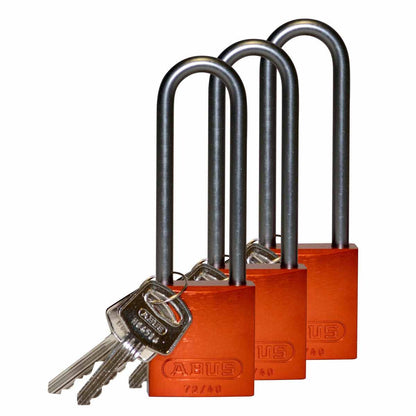 Alum Padlock 3" Alum Shackle KA OR 3PK