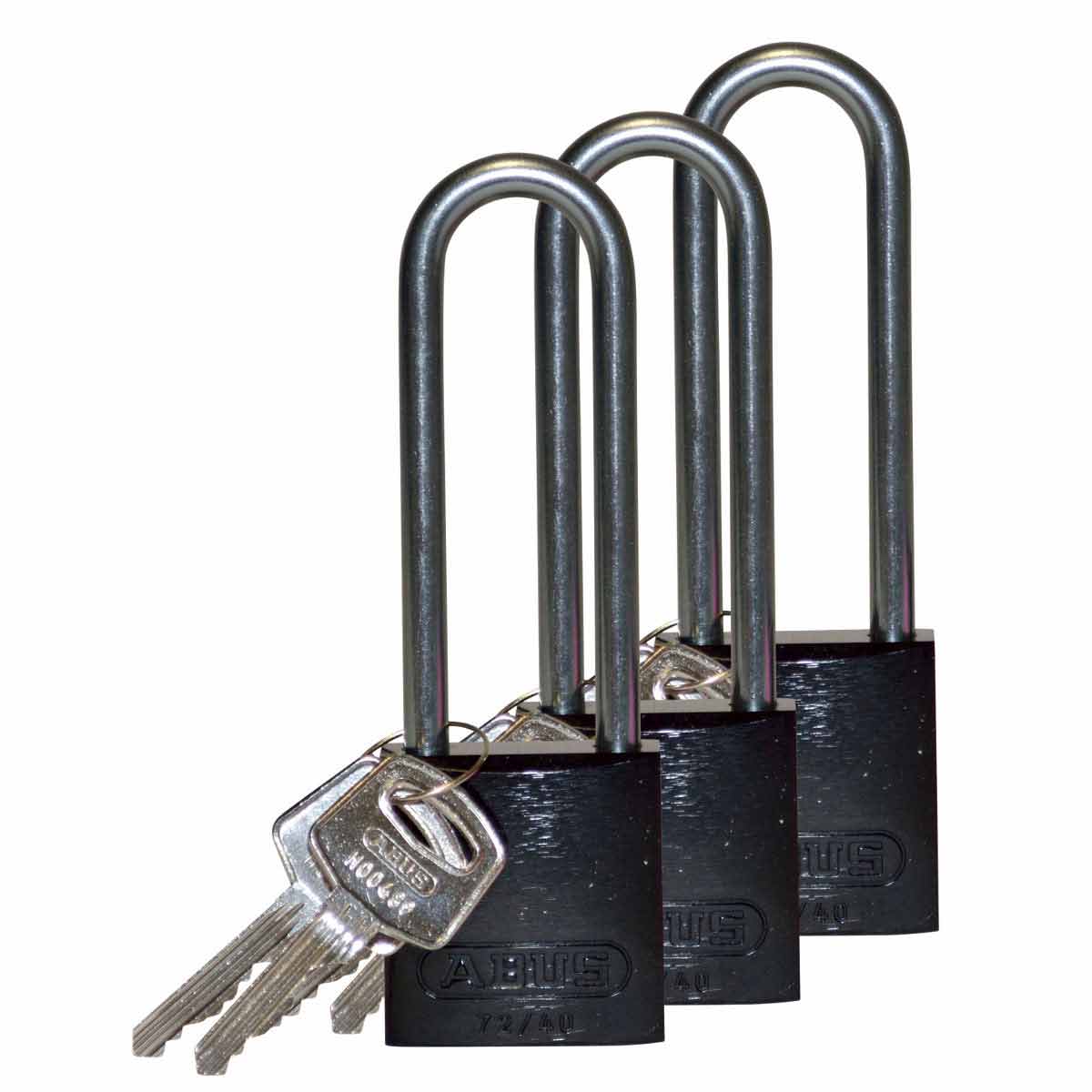 Alum Padlock 3" Alum Shackle KA BK 3PK