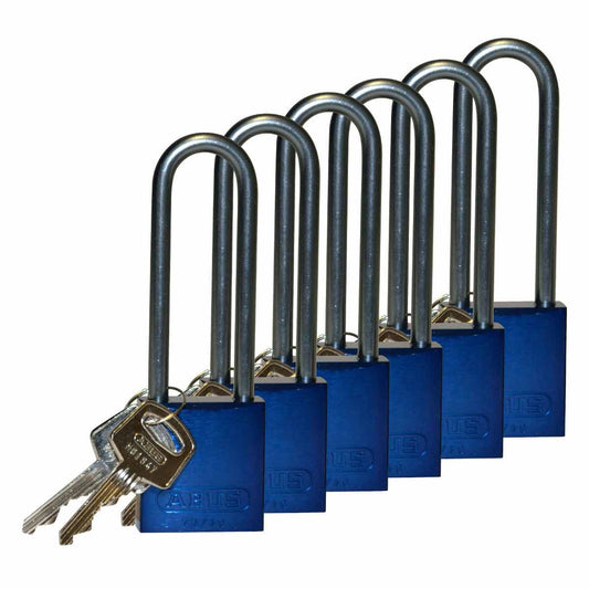 Alum Padlock 3" Alum Shackle KA BU 6PK