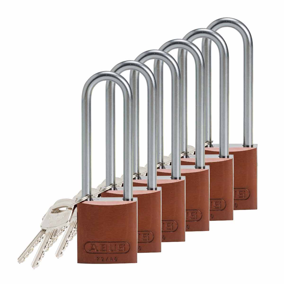 Alum Padlock 3" Alum Shackle KA BN 6PK