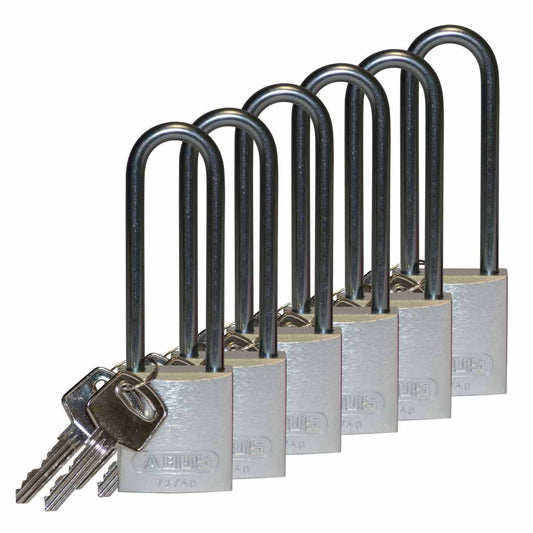 Alum Padlock 3" Alum Shackle KA SL 6PK