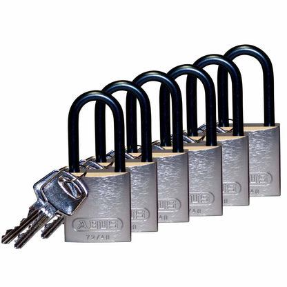 Alum Padlock 1.5" Alum Shackle KD SL 6PK