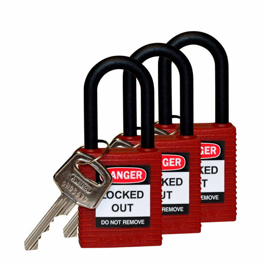 Nylon Padlock 1.5" Nylon Shkl KA RD 3PK