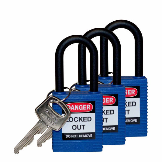 Nylon Padlock 1.5" Nylon Shkl KA BU 3PK