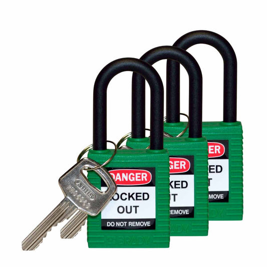 Nylon Padlock 1.5" Nylon Shkl KA GN 3PK